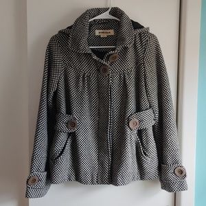 Hydraulic Monochrome Patterned Pea Coat